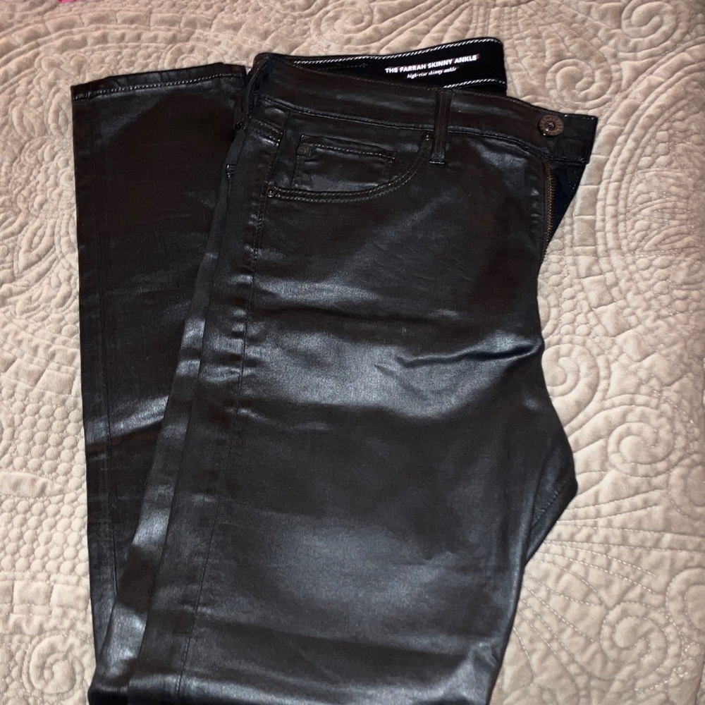 AG Adriano Goldschmied Black Coated Skinny Jeans